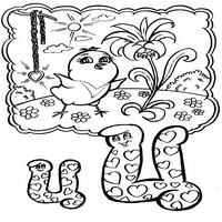 Раскраски с азбукой - Ц цыпленок цветок цепочка