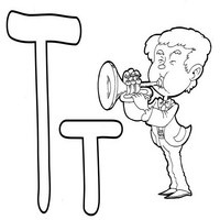 Раскраски с азбукой - Т труба трубач