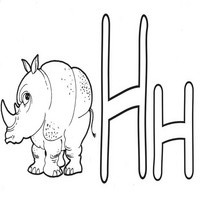 Раскраски с азбукой - Н носорог насупился