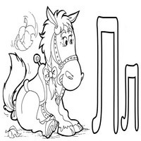 Раскраски с азбукой - Л лошадь
