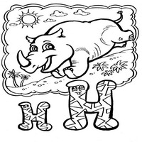 Раскраски с азбукой - Н носорог