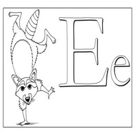 Раскраски с азбукой - Е енот