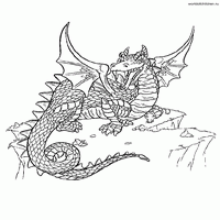 Раскраски с драконами - на скале