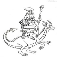 Раскраски с драконами - рыцарь на спине