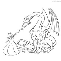 Раскраски с драконами - девушка с цветком