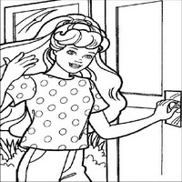 Раскраски с Барби (Barbi) и ее друзьями - Барби открывает дверь