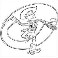 Раскраски с героями из мультфильма История игрушек (Toy Story) - Вуди с лассо