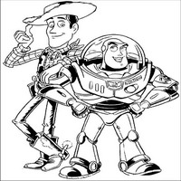 Раскраски с героями из мультфильма История игрушек (Toy Story) - Базз Лайтер с Вуди