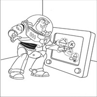 Раскраски с героями из мультфильма История игрушек (Toy Story) - Базз Лайтер рисует план