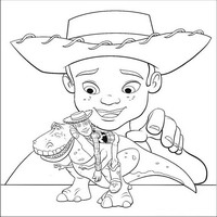 Раскраски с героями из мультфильма История игрушек (Toy Story) - Энди Дэвис играет с Вуди и Рексом
