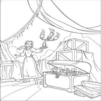 Раскраски с героями из мультфильма Красавица и Чудовище (Beauty and the Beast) - сундук