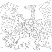Раскраски с героями из мультфильма Большое путешествие (The Wild) - по городу