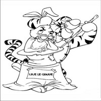 Раскраски с героями из мультфильма Винни-Пух (Winnie-the-Pooh) - кролик и тигруля