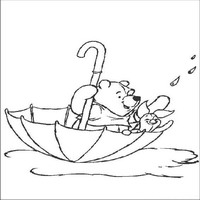 Раскраски с героями из мультфильма Винни-Пух (Winnie-the-Pooh) - в зонтике