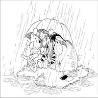 Раскраски с героями из мультфильма Винни-Пух (Winnie-the-Pooh) - под дождем