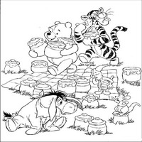 Раскраски с героями из мультфильма Винни-Пух (Winnie-the-Pooh) - много меда