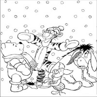 Раскраски с героями из мультфильма Винни-Пух (Winnie-the-Pooh) - снег