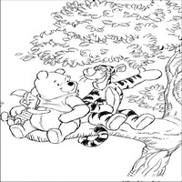 Раскраски с героями из мультфильма Винни-Пух (Winnie-the-Pooh) - на ветке