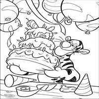 Раскраски с героями из мультфильма Винни-Пух (Winnie-the-Pooh) - торт