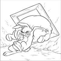 Раскраски с героями из мультфильма Винни-Пух (Winnie-the-Pooh) - кролик выталкивает гостя