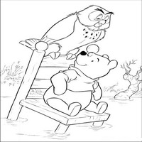 Раскраски с героями из мультфильма Винни-Пух (Winnie-the-Pooh) - филин с винни