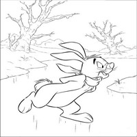 Раскраски с героями из мультфильма Винни-Пух (Winnie-the-Pooh) - кролик катается по замерзшей реке