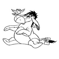Раскраски с героями из мультфильма Винни-Пух (Winnie-the-Pooh) - ушастик и птичка