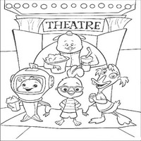 Раскраски с героями из мультфильма Цыпленок Цыпа (Chicken Little) - театр