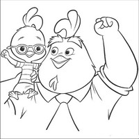 Раскраски с героями из мультфильма Цыпленок Цыпа (Chicken Little) - на плече