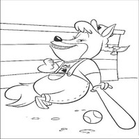 Раскраски с героями из мультфильма Цыпленок Цыпа (Chicken Little) - бейсбол