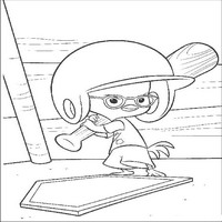Раскраски с героями из мультфильма Цыпленок Цыпа (Chicken Little) - цыпа играет в бейсбол