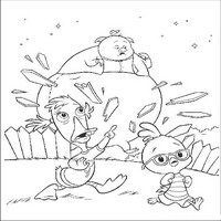 Раскраски с героями из мультфильма Цыпленок Цыпа (Chicken Little) - сломанный забор