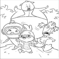 Раскраски с героями из мультфильма Цыпленок Цыпа (Chicken Little) - спасайся