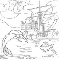 Раскраски с героями из мультфильма Русалочка (The Little Mermaid) - праздник на корабле
