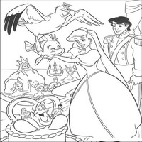 Раскраски с героями из мультфильма Русалочка (The Little Mermaid) - свадьба