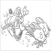 Раскраски с героями из мультфильма Русалочка (The Little Mermaid) - себастьян на рыбках