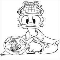 Раскраски с героями из мультфильма Дональд Дак (Donald Fauntleroy Duck) - сыщик