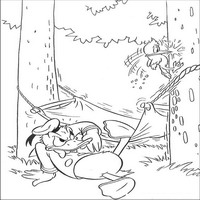 Раскраски с героями из мультфильма Дональд Дак (Donald Fauntleroy Duck) - упал с гамака