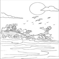Раскраски с героями из мультфильма Дональд Дак (Donald Fauntleroy Duck) - морское развлечение