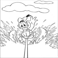 Раскраски с героями из мультфильма Дональд Дак (Donald Fauntleroy Duck) - за лодкой