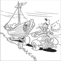 Раскраски с героями из мультфильма Дональд Дак (Donald Fauntleroy Duck) - транспортировка лодки
