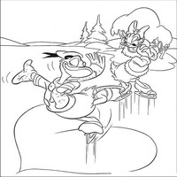 Раскраски с героями из мультфильма Дональд Дак (Donald Fauntleroy Duck) - сердечко на льду