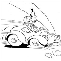 Раскраски с героями из мультфильма Дональд Дак (Donald Fauntleroy Duck) - автомобиль