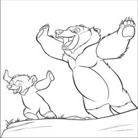 Раскраски с героями из мультфильма Братец медвежонок (Brother Bear) - мишки птицы