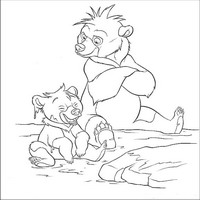 Раскраски с героями из мультфильма Братец медвежонок (Brother Bear) - веселье