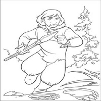 Раскраски с героями из мультфильма Братец медвежонок (Brother Bear) - бег