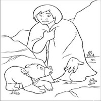 Раскраски с героями из мультфильма Братец медвежонок (Brother Bear) - снова человек