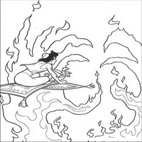 Раскраски с героями из мультфильма Алладин (Alladin) - Алладин в огне