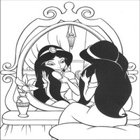 Раскраски с героями из мультфильма Алладин (Alladin) - Жасмин влюблена
