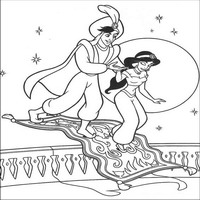 Раскраски с героями из мультфильма Алладин (Alladin) - возвращение на балкое